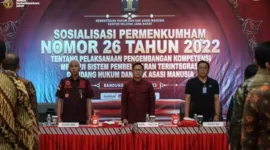 Kemenkumham Jabar Sosialisasikan Undang-Undang Permenkumham No.26 Tahun 2022 Kapuspenkom BPSDM Hukum dan HAM, Jum'at (17/3/2023) 