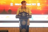 Menteri Hukum dan HAM Yasonna Laoly saat memberikan arahan untuk jalin silaturahmi. Kamis, (16/3/2023)