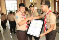 Sekretaris Daerah Moch. Maesyal Rasyid meresmikan 8 Gedung Kwartir Ranting (Kwaran) sekaligus membuka Rapat Kerja Cabang tahun 2023 di GSG Pramuka Kitri Bhakti Curug, Selasa (14/03/23).