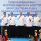 Foto Bersama peresmian bangunan reservoir dan pompa Booster wilayah V di Sport Center Kecamatan Kelapa Dua, Rabu (15/3/23).