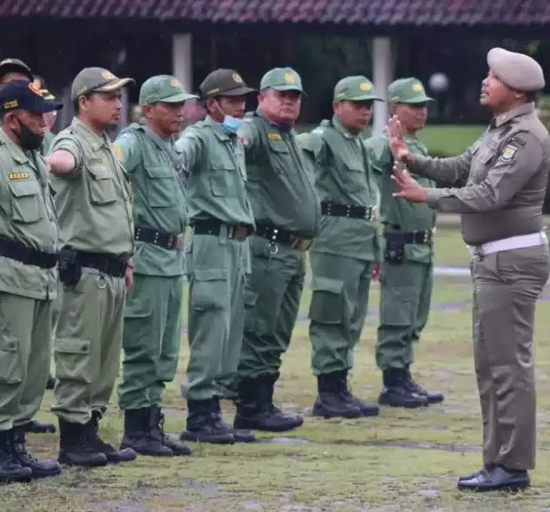 Satpol PP Simulasi Apel Gelar Pasukan Persiapan Pemilu I Teras Media