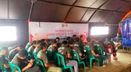 Warga Binaan Pemasyarakatan Lapas Cianjur Tetap Semangat Ikuti Rehabilitasi Walau Didalam Tenda Darurat, Selasa(4/4/2023) 