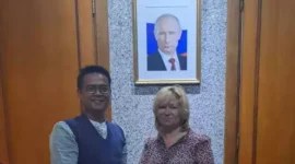 Keterangan foto : Tokoh Pemuda Banten, Egi Hendrawan saat bertemu Dubes Rusia, Veronika, Selasa (18/4/2023)