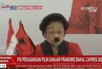 Keterangan foto : Megawati saat mengumumkan Capres dari PDIP, Jumat (21/4/2023)