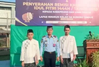 Keterangan foto : Sebanyak 619 orang WBP mendapatkan Remisi Khusus Hari Raya Idul Fitri 2023, Sabtu (22/04).