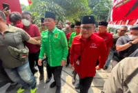 Keterangan foto : Sekrestaris Jenderal (Sekjen) PDI Perjungan (PDIP) Hasto Kristiyanto menyebut pertemuan Partai Persatuan Pembangunan (PPP) dengan PDIP, Minggu (30/4/2023)