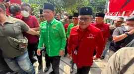 Keterangan foto : Sekrestaris Jenderal (Sekjen) PDI Perjungan (PDIP) Hasto Kristiyanto menyebut pertemuan Partai Persatuan Pembangunan (PPP) dengan PDIP, Minggu (30/4/2023)