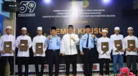 Keterangan foto : Kepala Kantor Wilayah Kementerian Hukum dan HAM Sumatera Selatan, Ilham Djaya mengatakan bahwa ia dan jajaran akan melaksanakan Sholat Idul Fitri 1444 H di Rutan Kelas I Palembang, Minggu (23/4/2023)