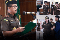 Pelantikan dan Pengambilan Sumpah dan Serah Terima Jabatan Pejabat Eselon Ill di Wilayah Kejaksaan Tinggi Banten. Kamis (6/4).