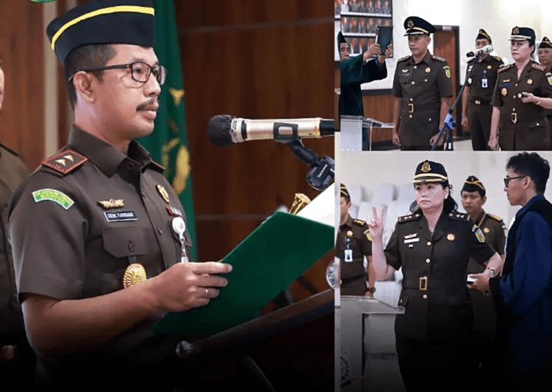 Pelantikan dan Pengambilan Sumpah dan Serah Terima Jabatan Pejabat Eselon Ill di Wilayah Kejaksaan Tinggi Banten. Kamis (6/4).
