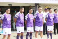 Bupati Tangerang Ahmed Zaki Iskandar bersama Wakil Bupati, Kapolresta Tangerang, Dandim 0510 Tigaraksa dan Sekda menggelar pertandingan sepakbola melawan buruh.