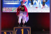Keterangan foto : Atlit Kempo dari Rutan Kelas I Bandung, Helga, Kamis (4/5/2023)