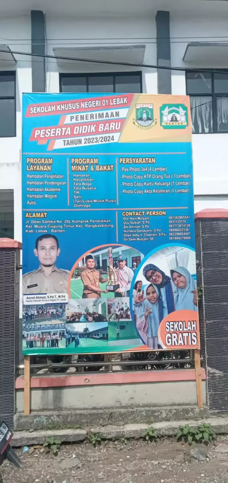 Keterangan Poto : Papan Informasi PPDB SKh Negeri 01 Lebak Tahun ajaran 2023 - 2024