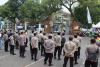 Keterangan foto : Polres Lebak Gelar Pengamanan dan Pengawalan Jemaah Haji Lebak, (Rabu, 7/6/2023)