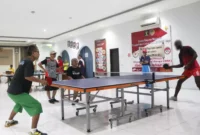Keterangan Foto : (PTM) Chekidot Permata Harjamukti Cirebon adu ketangkasan Pertandingan Tenis Meja dengan Petugas dan Warga Binaan Lapas Cirebon, (Jum'at, 16/6/2023) 