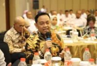Foto: Kepala Kantor Wilayah Badan Pertanahan Nasional Provinsi Banten (Kakanwil BPN Banten), Sudaryanto hadir menjadi salah satu narasumber kegiatan Rapat Koordinasi Program Tematik Sektor Pertanahan Tahun 2023 di Wilayah Banten yang diselenggarakan oleh KPK.