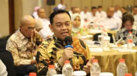 Foto: Kepala Kantor Wilayah Badan Pertanahan Nasional Provinsi Banten (Kakanwil BPN Banten), Sudaryanto hadir menjadi salah satu narasumber kegiatan Rapat Koordinasi Program Tematik Sektor Pertanahan Tahun 2023 di Wilayah Banten yang diselenggarakan oleh KPK.