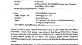 Keterangan foto : Barang bukti berupa surat garapan tanah dari anggota DPRD Lebak, (Minggu, 4/6/2023) 
