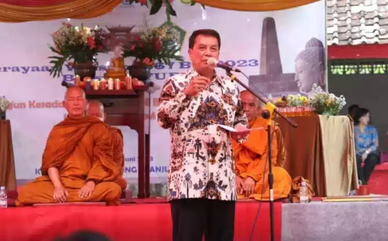 Peresmian Pilar Asoka di Vihara Cosukong Tanjung Kait-Mauk, Sekda: Jaga Harmonisasi dan Kerukunan Umat Beragama I Teras Media