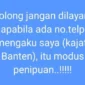 Keterangan foto : Kepala Kejaksaan Tinggi (Kajati) Banten, Didik Farkhan Alisyahdi merasa resah terkait dengan adanya dugaan modus pemipuan yang mengatasnamakan dirinya lewat media sosial WhatsaApnya, Kamis (13/7/2023)