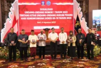 Keterangan foto : Menteri Hukum dan HAM Yassona Laoly saat sesi foto bersama, (Rabu, 9/8/2023)