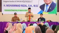 Muhammad Rizal DPR RI Bersama BPJS Ketenagakerjaan Gelar Sosialisasi Jaminan Sosial di Desa Kadu Curug I Teras Media