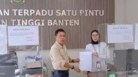Keterangan foto : Sekjen Matahukum saat melaporkan kasus anggaran dana hibah tahun 2022 di Lebak, Jumat (25/8/2023)