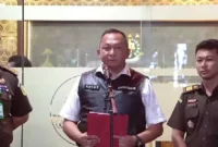 Keterangan Foto: Konferensi Pers Penetapan Tersangka Perkara Pertambangan PT Sendawar Jaya di Gedung Kejaksaan Agung RI .