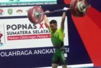 Keterangan foto : Atlet Asal Provinsi Banten Yuda Raih Medali Emas di Cabor Angkat Besi 61 Kg, (Selasa, 29/8/2023) 