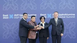 Keterangan foto : Kepala BPHN Widodo Ekatjahjana saat menerima penghargaan the winner of OGP awards , (Kamis, 7/9/2023) 