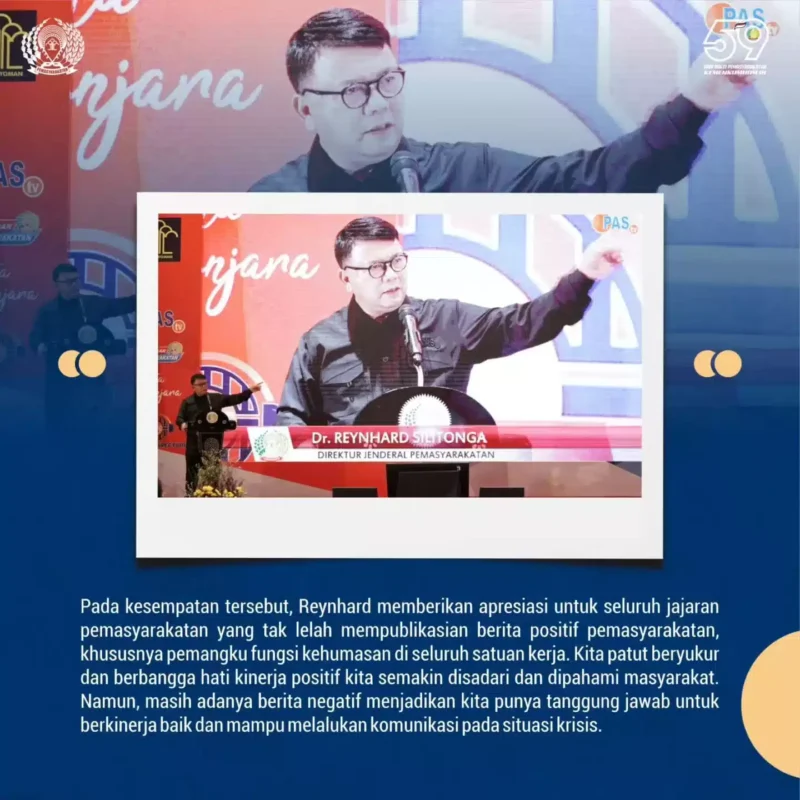 Keterangan foto : Pimpinan Tinggi Direktorat Jenderal Pemasyarakatan Reynhard, (Jum'at, 8/9/2023) 