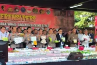 Keterangan foto : Press conference Anggota Polri penangkapan bandar narkoba, (kamis, 14/9/2023)