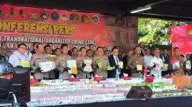 Keterangan foto : Press conference Anggota Polri penangkapan bandar narkoba, (kamis, 14/9/2023) 