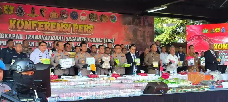 Keterangan foto : Press conference Anggota Polri penangkapan bandar narkoba, (kamis, 14/9/2023) 