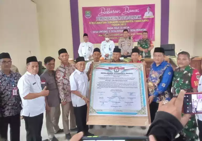 Mewujudkan Pilkades Aman, Pemerintah Kecamatan Sukadiri Menggelar Deklarasi Damai I Teras Media