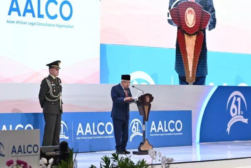 Keterangan Foto: Wapres menyatakan bahwa AALCO merupakan wadah penggerak dalam memperjuangkan suara bangsa Asia dan Afrika di tingkat global.