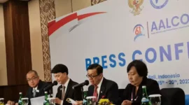 Keterangan foto : Menteri Hukum dan HAM sekaligus Presiden AALCO ke 6 Yassona Laoly, (Jum'at, 20/10/2023) 