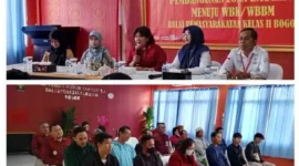 Keterangan foto : Bapas Bogor Bersama BNNK dan Sentra Galih Pakuan beri bantuan sosial bagi klien Pemasyarakatan Narkotika, (Kamis, 2/11/2023) 