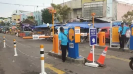 Keterangan foto : E Parkir di depan Pasar Rangkasbitung, Sabtu (4/11/2023)