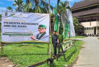 Keterangan foto : Roni Alfiansyah Ritonga menyatakan diri maju sebagai kandidat Ketum PB HMI periode 2023-2025 dalam kongres ke XXXII di Pontianak, Minggu (26/11/2023)