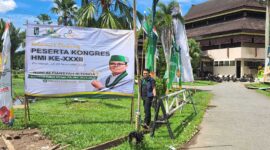Keterangan foto : Roni Alfiansyah Ritonga menyatakan diri maju sebagai kandidat Ketum PB HMI periode 2023-2025 dalam kongres ke XXXII di Pontianak, Minggu (26/11/2023)