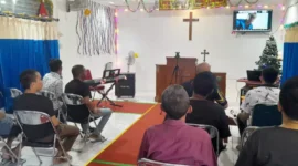 Keterangan foto : Lapas Cirebon ikuti Pelaksanaan ibadah Natal online bersama, (Kamis, 14/12/2023) 