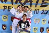 Keterangan foto : Sebanyak 750 karateka ambil bagian dalam event Karate Liga Pelajar III tahun 2023 yang dilangsungkan di GOR Laga Satria, Minggu (17/12/23)