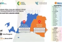 Keterangan foto : Hingga menjelang akhir tahun 2023 ini, stok beras di BULOG Kantor Cabang Lebak – Pandeglang masih tersedia sebanyak 4.200 ton, Rabu (27/12/2023)