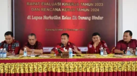 Keterangan foto : Lapas Narkotika Kelas IIA Gunung Sindur melaksanakan kegiatan Rapat Evaluasi Capaian Kinerja Tahun 2023.
