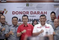 Keterangan foto : Kepala Kanwil Kemenkumham Jabar R. Andika Dwi Prasetya Ikuti Donor darah, (Rabu, 24/1/2024) 