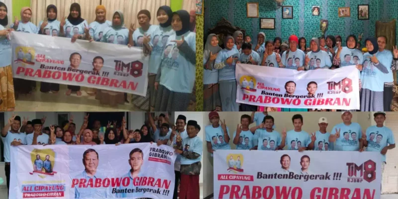 Keterangan foto : Relawan Alumni Aktivis Cipayung ALL CIPAYUNG - Tim 8 Tim 8 Relawan Jokowi Bergerak Bersama Prabowo (Tim 8-RJBBP) yang lebih dikenal sebagai relawan kampung terus bergerak ke rumah-rumah warga, Jumat (26/1/2024)