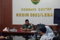 Keterangan foto : Komandan Kodim (Dandim) 0603 Lebak, Letkol Arh Erik Novianto menanggapi ramai di media social tentang adanya oknum TNI berseragam Polisi Militer yang berkeliaran di lokasi tambang emas PT SBJ, Rabu (2/1/2024)
