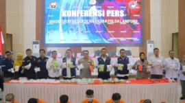 Keterangan foto : Direktorat Reserse Narkoba Polda Lampung berhasil melakukan Pengungkapan Kasus Tindak Pidana Narkotika Jenis Shabu Seberat 38,19 Kilogram periode bulan Januari 2024.