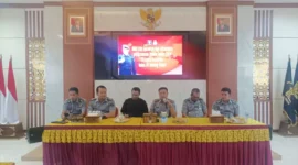 Keterangan foto : Lembaga Pemasyarakatan Narkotika Kelas IIA Gunung Sindur melaksanakan Rapat Dinas persiapan Akhir pelaksanaan Pemilu tahun 2024, Senin (12/2/2024) 